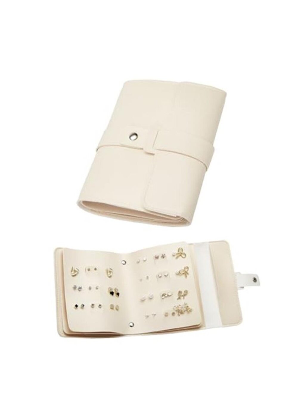 Travel Earring Organizer Book Portable Jewelry Storage Case Faux Leather Holder